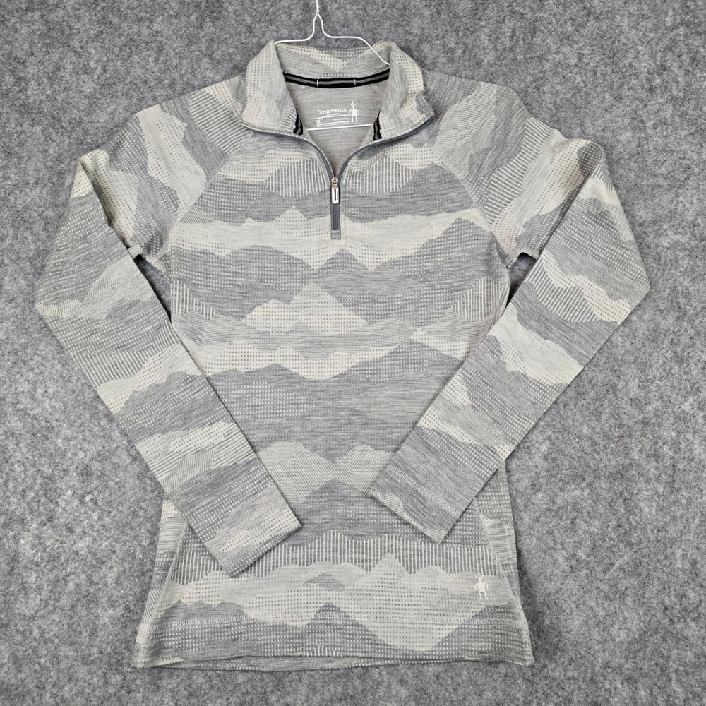 Smartwool Merino 250 Womens Gray Mountain Pattern 1/4 Zip Base Layer SW016375 M